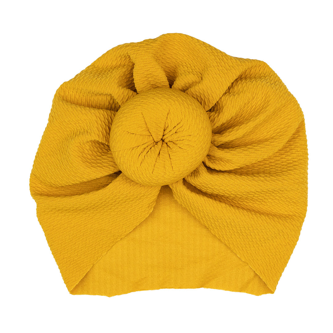 Baby Queen Mustard Textured Bun Head Wrap