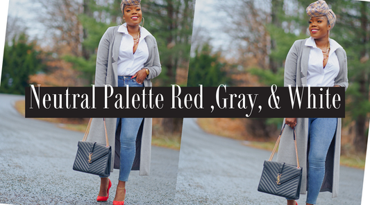 Neutral Palette Red Gray and White Headwrap